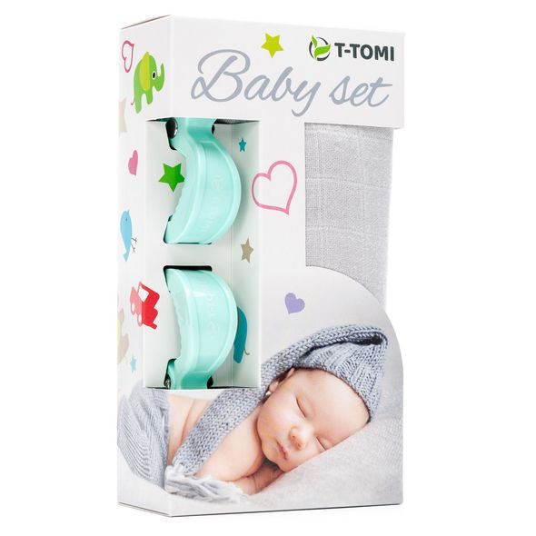 T-TOMI BABY SET - GREY - OSUŠKY A DĚTSKÉ ŽUPANY - KOUPÁNÍ A ZDRAVÍ