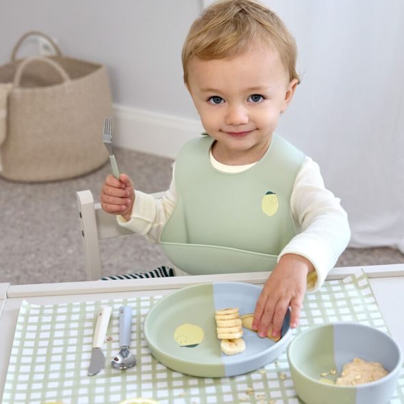 LÄSSIG BABIES DISH SET SILICONE SECTION HAPPY FRUITS LEMON - MISKY, TALÍŘKY A PODLOŽKY - KRMENÍ