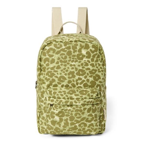 STUDIO NOOS COTTON MIDI BACKPACK BATŮŽEK S PŘEDNÍ KAPSOU GREEN LEOPARD - PRO PŘEDŠKOLÁKY - PRO DĚTI