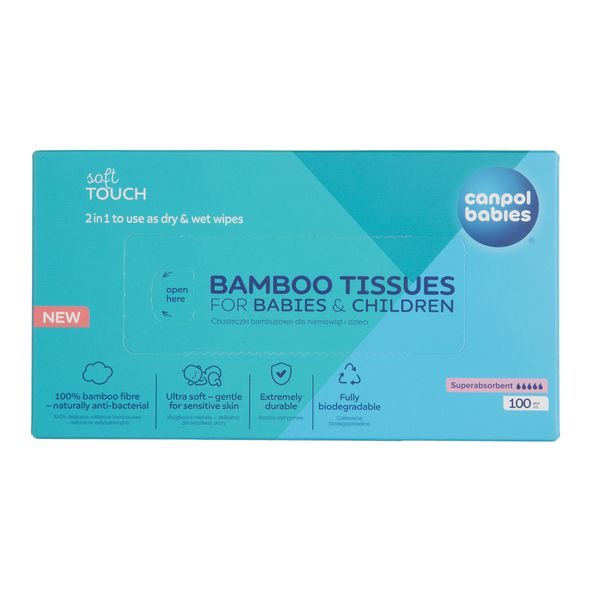 CANPOL BABIES BAMBUSOVÉ UBROUSKY 2V1 100KS - VLHČENÉ UBROUSKY - PŘEBALOVÁNÍ