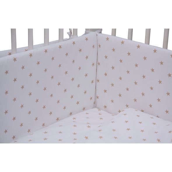SCARLETT DĚTSKÉ POVLEČENÍ 6-DÍLNÉ HVĚZDIČKA BÉŽOVÁ 100X135CM - POVLEČENÍ DO POSTÝLKY - SPINKÁNÍ