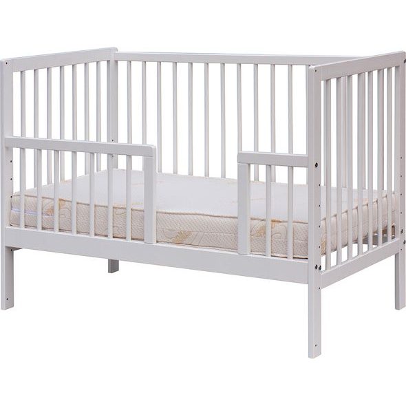 SCARLETT DĚTSKÁ POSTÝLKA SCARLETT FIRA - BÍLÁ (BUK) - STAHOVACÍ BOČNICE - 120 X 60 CM - DŘEVĚNÉ POSTÝLKY - SPINKÁNÍ