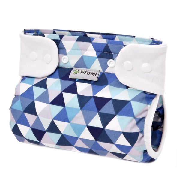T-TOMI ORTOPEDICKÉ ABDUKČNÍ KALHOTKY PLUS - PATENTKY BLUE TRIANGLES (5-9KG) - PLENKOVÉ KALHOTKY - PŘEBALOVÁNÍ