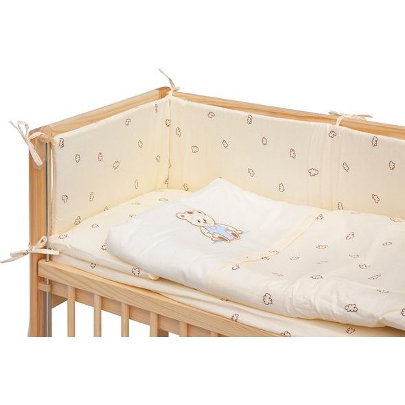 SCARLETT DĚTSKÁ POSTÝLKA BABY PŘÍRODNÍ S KOMPLETNÍ VÝBAVOU MÉĎA BÉŽOVÁ 90X41 CM - DŘEVĚNÉ POSTÝLKY - SPINKÁNÍ