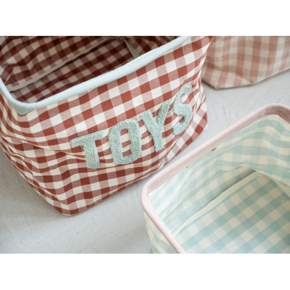 CHILDHOME KOŠ NA HRAČKY 35X35X50 CM VICHY NUDE - BOXY NA HRAČKY - SPINKÁNÍ