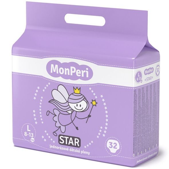 MONPERI STAR L 8-13KG (32KS) HYPOALERGENNÍ JEDNORÁZOVÉ DĚTSKÉ PLENY VEL.4 - JEDNORÁZOVÉ PLENY - PŘEBALOVÁNÍ
