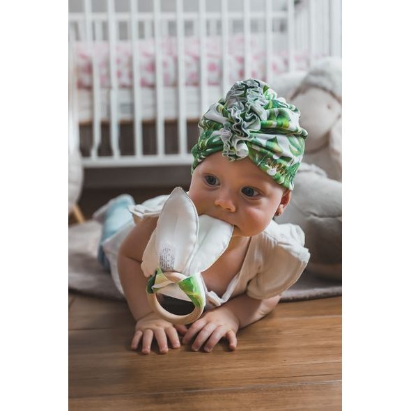 ENIE BABY TURBAN - DĚTSKÁ ČEPICE 3-6M TROPICAL LEAVES - ČEPIČKY A KLOBOUČKY - PRO DĚTI