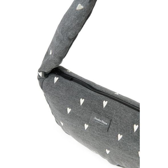 STUDIO NOOS DENIM MINI CROSS BODY BAG GREY HEARTS - ORGANIZÉRY A KOŠÍKY - KOČÁRKY A PŘÍSLUŠENSTVÍ