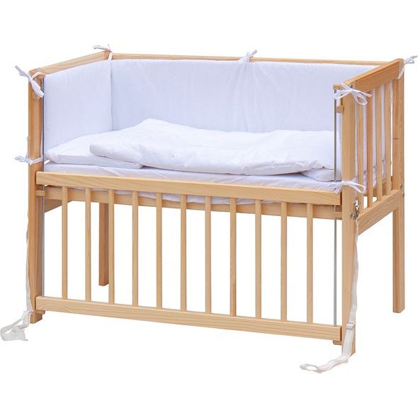 SCARLETT DĚTSKÁ POSTÝLKA BABY PŘÍRODNÍ S KOMPLETNÍ VÝBAVOU MARTIN BÍLÁ 90X41 CM - DŘEVĚNÉ POSTÝLKY - SPINKÁNÍ