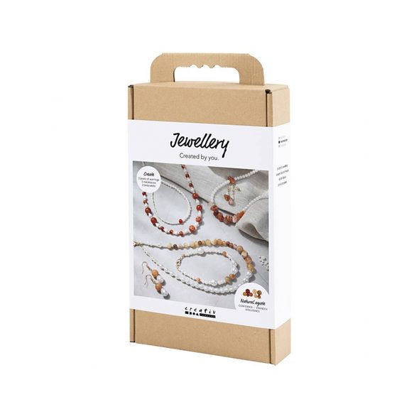 CREATIV COMPANY KREATIVNÍ SADA ŠPERKY S KORÁLKY S ACHÁTEM A JANTAREM - NAVLÉKÁNÍ - PRO DĚTI