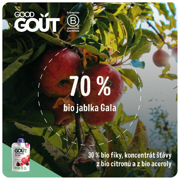 GOOD GOUT BIO JABLKO A FÍKY 120 G - EXPIRACE 18.2.2026 - KAPSIČKY - KRMENÍ