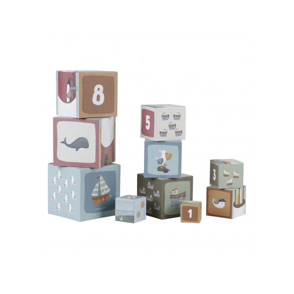 LITTLE DUTCH KOSTKY KOMÍN 10 KS NÁMOŘNICKÝ ZÁLIV - STOHOVACÍ HRAČKY - PRO DĚTI
