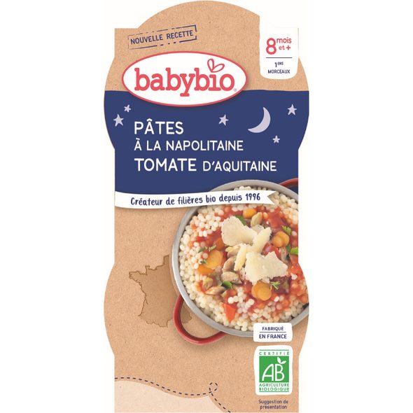 BABYBIO NEAPOLSKÉ TĚSTOVINY 2X200 G - MASO/ZELENINA - KRMENÍ