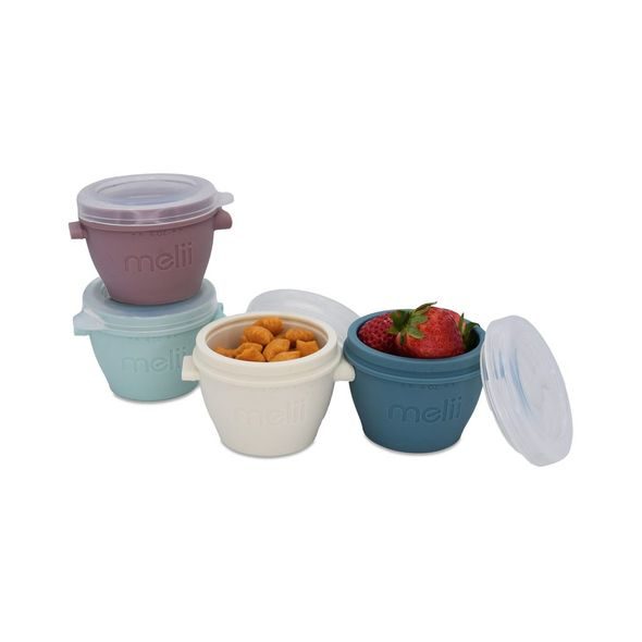 MELII SILIKONOVÉ KELÍMKY NA POTRAVINY SNAP&GO 118 ML - 4KS - LUXE PASTELOVÉ - USKLADNĚNÍ JÍDLA - KRMENÍ
