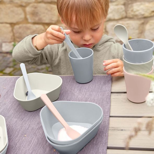 LÄSSIG SPOON SET GEO 4PC WARM GREY - LŽIČKY A PŘÍBORY - KRMENÍ