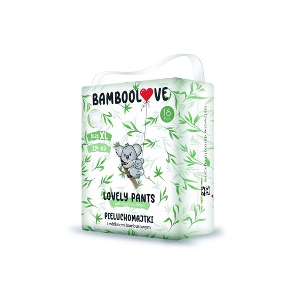 BAMBOOLOVE PLENKOVÉ KALHOTKY JEDNORÁZOVÉ BAMBUS VEL. XL 12+ KG 16 KS - JEDNORÁZOVÉ PLENY - VŠETKO NA PREBAĽOVANIE