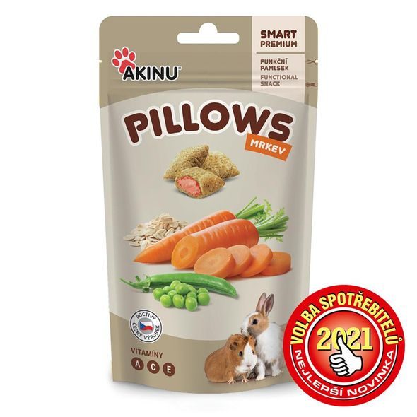 AKINU PILLOWS POLŠTÁŘKY S MRKVÍ PRO HLODAVCE 40G - KRMIVO - CHOVATELSKÉ POTŘEBY MALVÍKZOO