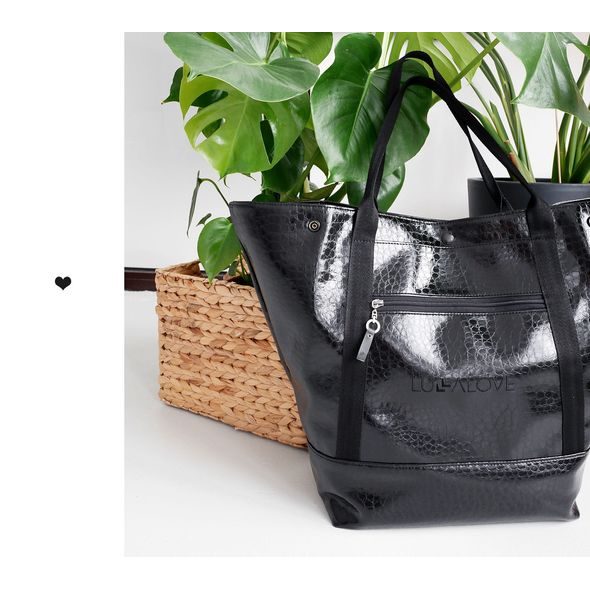 LULLALOVE VELKÁ TAŠKA SHOPPERKA - KROKODÝL ČERNÁ EKO KŮŽE - PŘEBALOVACÍ TAŠKY - KOČÁRKY A PŘÍSLUŠENSTVÍ