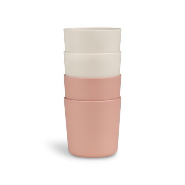 CITRON SADA HRNEČKŮ Z BIO MATERIÁLU, 4KS - RŮŽOVÁ / KRÉMOVÁ - DĚTSKÉ HRNEČKY - KRMENÍ