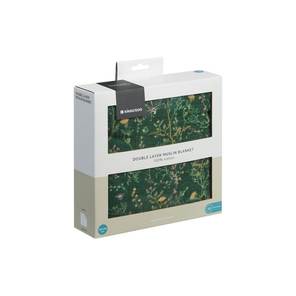 KIKKABOO PLENA ZAVINOVACÍ 2-VRSTVÁ 100X100 CM SECRET GARDEN GREEN - ZAVINOVACÍ PLENY / OSUŠKY VELKÉ - PŘEBALOVÁNÍ