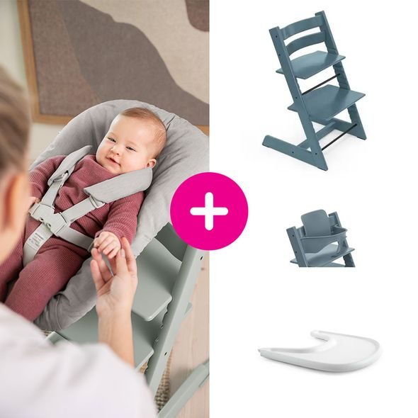 STOKKE® TRIPP TRAPP® + BABY SET + PULT ZVÝHODNĚNÁ SADA - JÍDELNÍ ŽIDLIČKY DŘEVĚNÉ - KRMENÍ