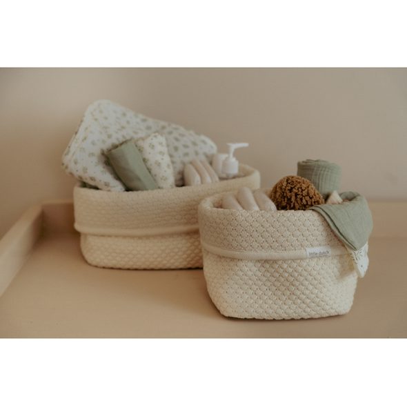 LITTLE DUTCH KOŠÍK PLETENÝ MALÝ PURE SOFT WHITE - ORGANIZÉRY NA PŘEBALOVACÍ PULT - PŘEBALOVÁNÍ