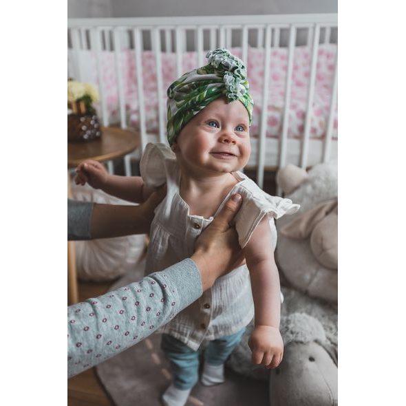 ENIE BABY TURBAN - DĚTSKÁ ČEPICE 3-6M TROPICAL LEAVES - ČEPIČKY A KLOBOUČKY - PRO DĚTI