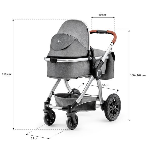 KINDERKRAFT VEO 2V1 BLACK/GREY - DVOJKOMBINACE - KOČÁRKY A PŘÍSLUŠENSTVÍ