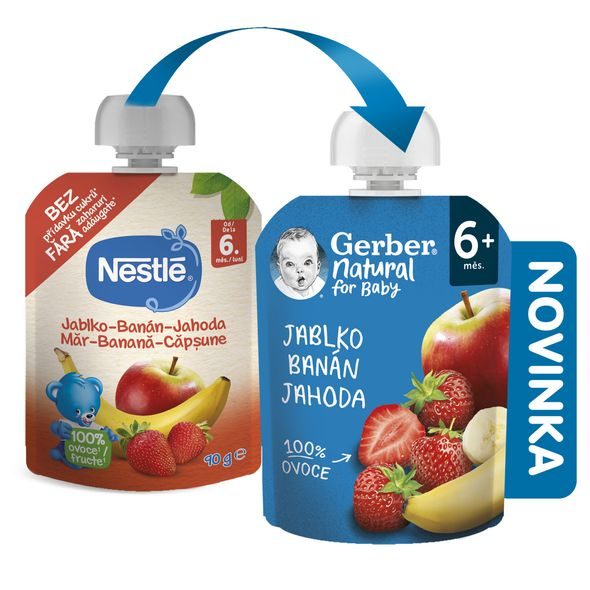 GERBER NATURAL KAPSIČKA JABLKO/BANÁN/JAHODA 90G - KAPSIČKY - KRMENÍ