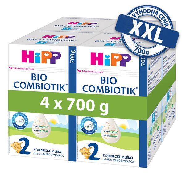 HIPP 4X POKRAČOVACÍ MLÉČNÁ KOJENECKÁ VÝŽIVA HIPP 2 BIO COMBIOTIK 700G - KOJENECKÁ MLÉKA - KRMENÍ