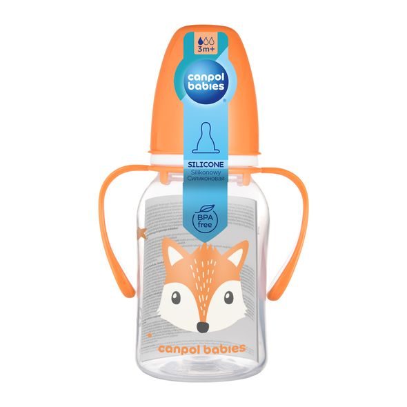 CANPOL BABIES LAHEV ÚZKOHRDLÁ S ÚCHYTY CUTE ANIMALS 120ML LIŠKA - KOJENECKÉ LAHVE - KRMENÍ