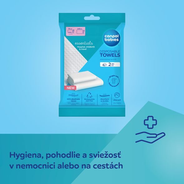 CANPOL BABIES HYGIENICKÉ JEDNORÁZOVÉ RUČNÍKY SET 2KS - VLHČENÉ UBROUSKY - PŘEBALOVÁNÍ