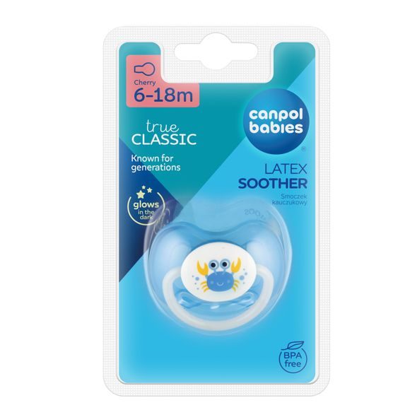 CANPOL BABIES DUDLÍK SVÍTÍCÍ KAUČUKOVÝ TŘEŠINKA 6-18M LOVE&SEA - ŠIDÍTKA A DOPLŇKY - KRMENÍ