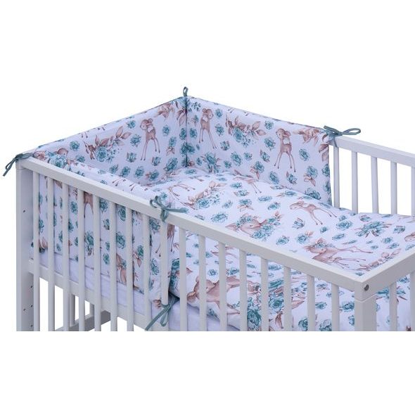 SCARLETT POSTÝLKA 120X60CM S KOMPLETNÍ VÝBAVOU SRNEČEK TYRKYSOVÁ - DŘEVĚNÉ POSTÝLKY - SPINKÁNÍ