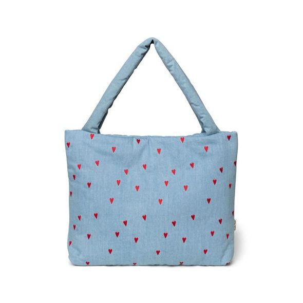 STUDIO NOOS DENIM MOM BAG BLUE HEARTS - PŘEBALOVACÍ TAŠKY - KOČÁRKY A PŘÍSLUŠENSTVÍ