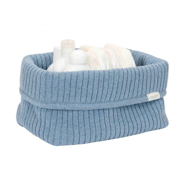 LITTLE DUTCH KOŠÍK PLETENÝ VELKÝ PURE DENIM BLUE - ORGANIZÉRY NA PŘEBALOVACÍ PULT - PŘEBALOVÁNÍ