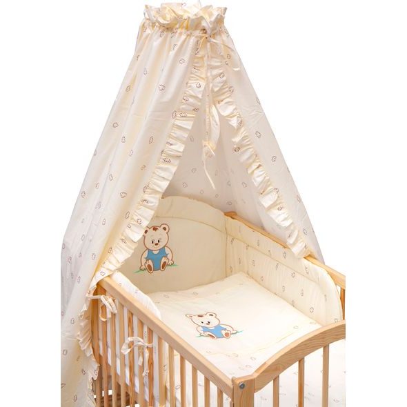 SCARLETT POSTÝLKA 120X60CM S KOMPLETNÍ VÝBAVOU SCARLETT MÉĎA BÉŽOVÁ - DŘEVĚNÉ POSTÝLKY - SPINKÁNÍ