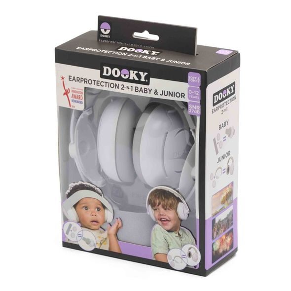 DOOKY CHRÁNIČE SLUCHU 2V1 BABY & JUNIOR 0-12R WHITE - BEZPEČNOST DĚTÍ V DOMÁCNOSTI - KOUPÁNÍ A ZDRAVÍ
