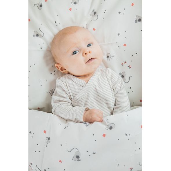 ENIE BABY POVLEČENÍ BAVLNĚNÉ MYŠKY 100X135 A 40X60 CM - POVLEČENÍ DO POSTÝLKY - SPINKÁNÍ