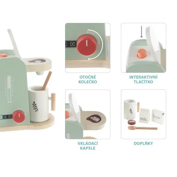 ZOPA DŘEVĚNÝ KÁVOVAR SET - JAKO MAMINKA - PRO DĚTI