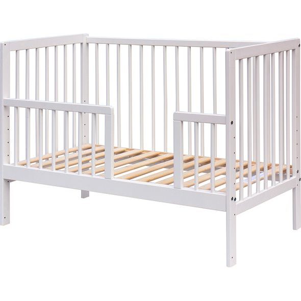 SCARLETT DĚTSKÁ POSTÝLKA - SCARLETT FIRA BÍLÁ (BUK), STAHOVACÍ BOČNICE - 120 X 60 CM - DŘEVĚNÉ POSTÝLKY - SPINKÁNÍ