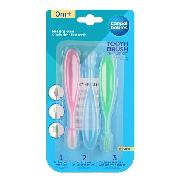 CANPOL BABIES SADA TŘÍ ZUBNÍCH KARTÁČKŮ - ZUBNÍ KARTÁČKY A PASTY - KOUPÁNÍ A ZDRAVÍ