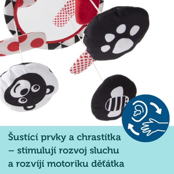 CANPOL BABIES KONTRASTNÍ PLYŠOVÝ KOLOTOČ S MELODIEMI SENSORY - KOLOTOČE NA POSTÝLKU - PRO DĚTI