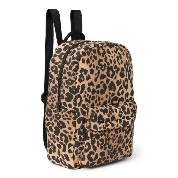 STUDIO NOOS COTTON MIDI BACKPACK BATŮŽEK S PŘEDNÍ KAPSOU BROWN LEOPARD - BATOHY A TAŠKY - PRO DĚTI