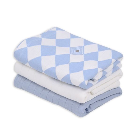 LODGER SWADDLER SOLID MATCHA 3BALENÍ 70 X 70 CM BLUE FOGG - LÁTKOVÉ PLENY ALL IN ONE - PŘEBALOVÁNÍ