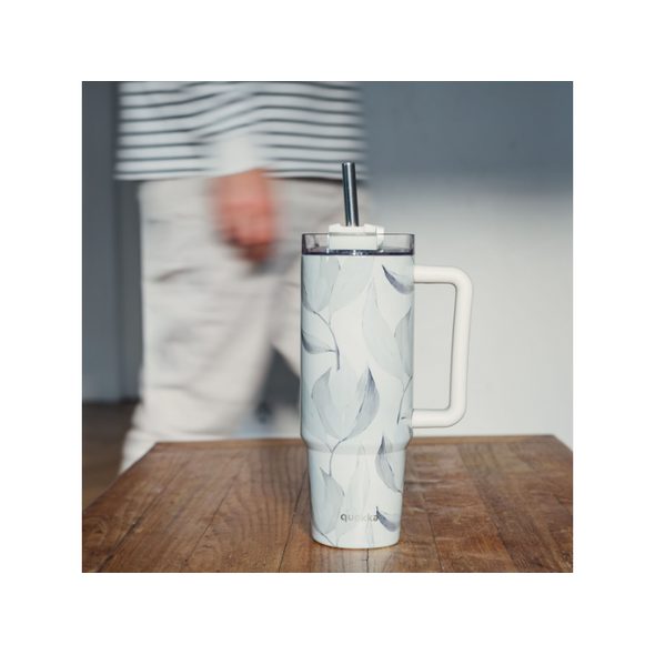 QUOKKA NEREZOVÝ TERMOHRNEK S BRČKEM STREAM TURQUOISE 950 ML - TERMOOBALY A TERMOSKY - KRMENÍ