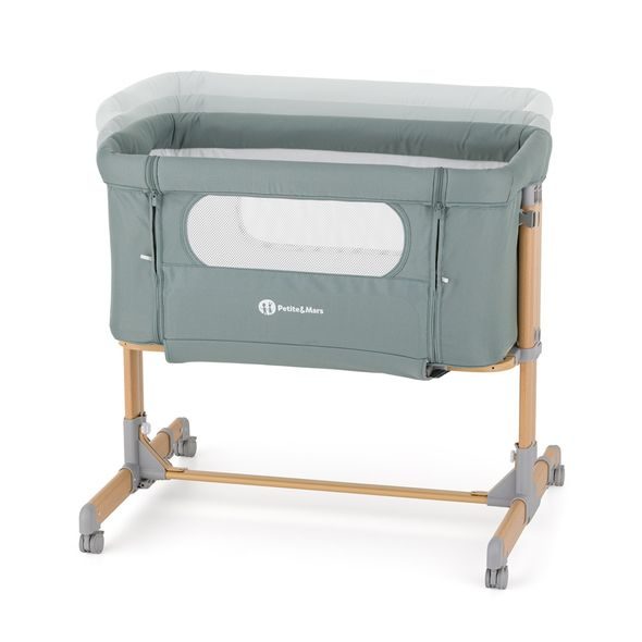 PETITE&MARS POSTÝLKA DĚTSKÁ POLOHOVATELNÁ GRACE COMPACT FOGGY GREEN - K RODIČOVSKÉ POSTELI - SPINKÁNÍ