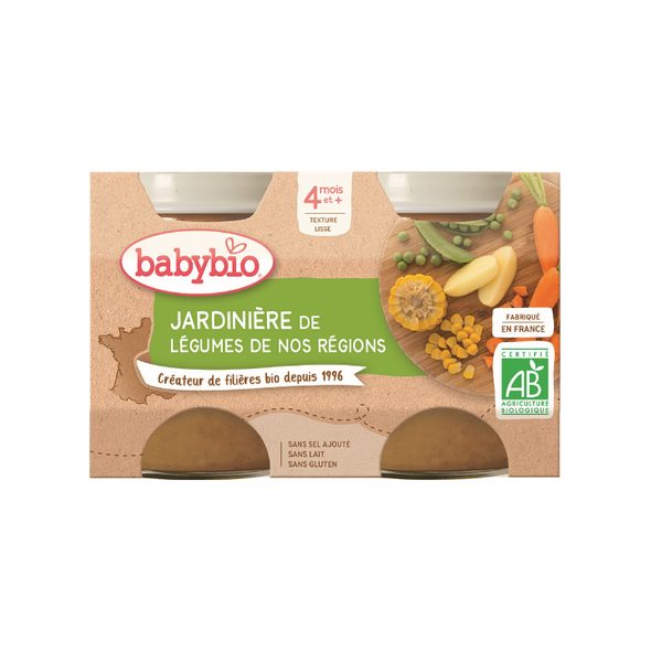 BABYBIO ZELENINOVÁ SMĚS 2X130 G - MASO/ZELENINA - KRMENÍ