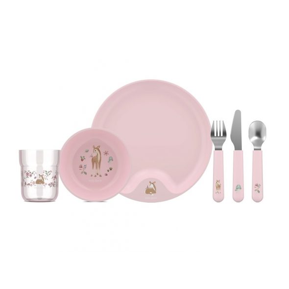 LITTLE DUTCH DĚTSKÁ JÍDELNÍ SADA 6-DÍLNÁ FAIRY GARDEN - MISKY, TALÍŘKY A PODLOŽKY - KRMENÍ