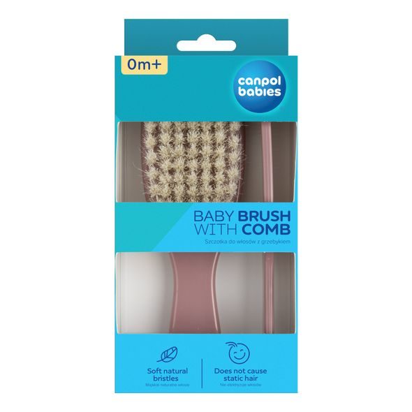 CANPOL BABIES HŘEBEN A KARTÁČ PŘÍRODNÍ MĚKKÝ GOLD RŮŽOVÝ - HŘEBÍNKY A KARTÁČKY - KOUPÁNÍ A ZDRAVÍ
